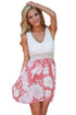 Sexy Lace Tank Pink Floral Print Skirt Skater Dress
